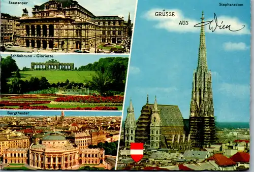 6510 - Wien - Grüsse aus Wien , Staatsoper , Schönbrunn , Gloriette , Burgtheater , Stephansdom - nicht gelaufen