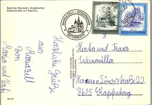 6527 - Steiermark - Mariazell , Basilika , Gnadenaltar , Grazerstraße - gelaufen 1984