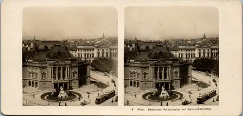 6637 - Österreich - Wien , Deutsches Volkstheater mit Raimunddenkmal v. 1909