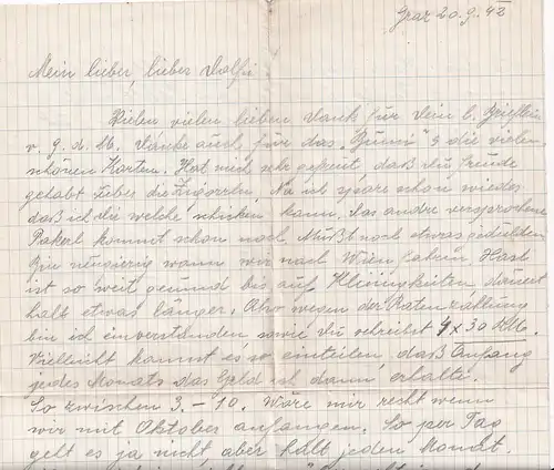 6670 - Österreich - Feldpost , Brief , Graz - Hamburg -  1942