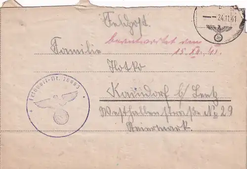 6672 - Österreich - Feldpost , Brief , Faltbrief , Kaindorf , Leibnitz -  1941