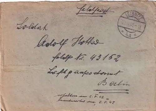 6677 - Österreich - Feldpost , Brief , Leibnitz - Berlin -  1942