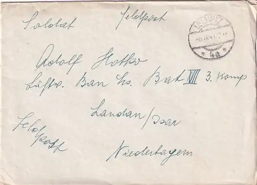 6691 - Österreich - Feldpost , Brief , Kaindorf Leibnitz -  Landau , Isar , Niederbayern -  1941
