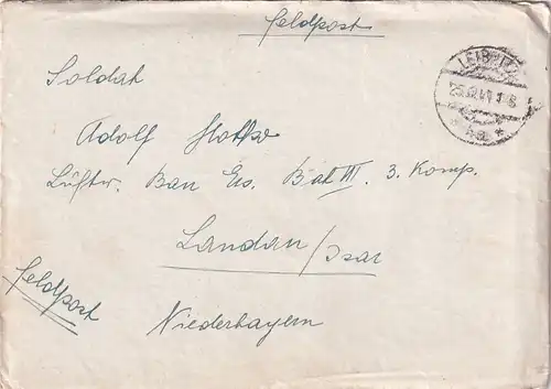 6693 - Österreich - Feldpost , Brief , Kaindorf Leibnitz - Landau , Isar , Niederbayern -  1941