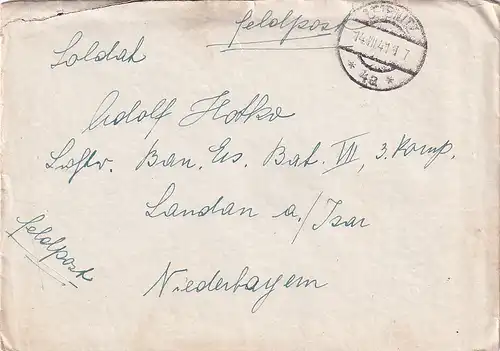 6694 - Österreich - Feldpost , Brief , Kaindorf Leibnitz - Landau , Isar , Niederbayern -  1941