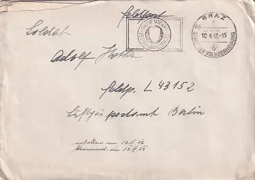 6698 - Österreich - Feldpost , Brief , Leibnitz - Berlin -  1942