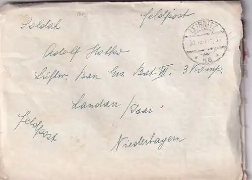 6714 - Österreich - Feldpost , Brief , Kaindorf Leibnitz - Landau , Isar , Niederbayern -  1941