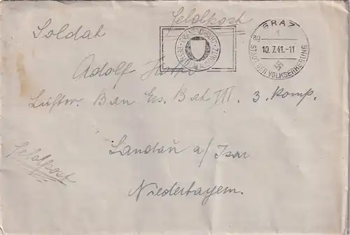 6715 - Österreich - Feldpost , Brief , Kaindorf Leibnitz - Hildesheim -  1941
