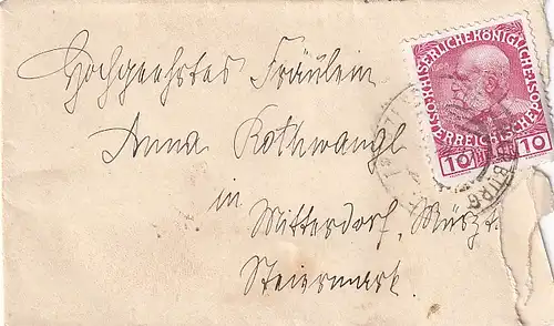 6742 - Österreich - Brief 1911 , Marburg - Mitterdorf im Mürztal , leer