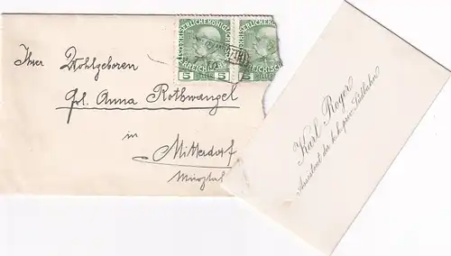 6755 - Österreich - Brief 1910 , Mitterdorf im Mürztal