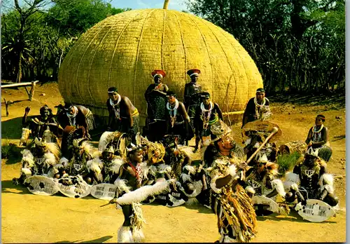 6768 - Südafrika - South Africa , Zulu Dancing , Dancer , Reed hutted Kraals , Eingeborene , Ureinwohner - nicht gelaufen