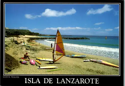 6784 - Spanien - Spain , Lanzarote , Costa Teguise , Playa de las Cucharas y Hotel Las Salinas - gelaufen