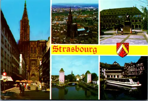 6826 - Frankreich - Strasbourg , Strassburg , Cathédrale et Rue Mercière , Place Gutenberg , Ponts Couverts , Mehrbildkarte - gelaufen 1984