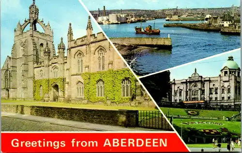 6853 - Schottland - Aberdeen , King's College , Harbour Entrance , Floral Display - nicht gelaufen