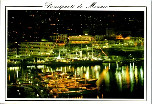 6870 - Monaco - Le Port , Schiff bei Nacht  - gelaufen 1997