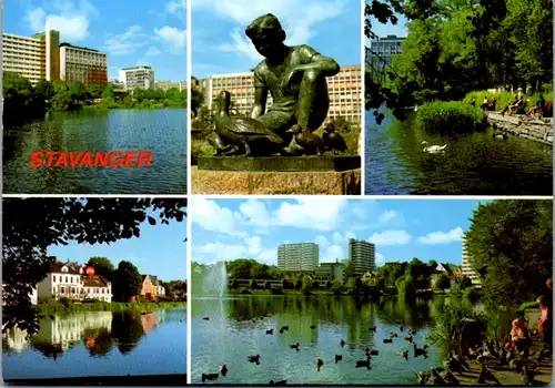 6898 - Norwegen - Stavanger , Partier ved Breiavatnet , Mehrbildkarte - nicht gelaufen