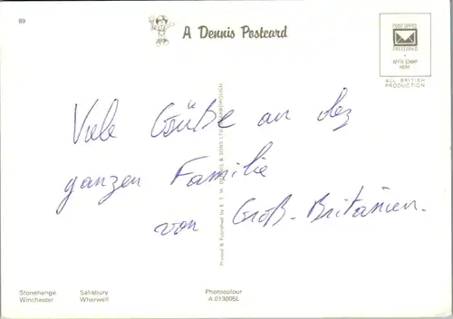 6911 - Großbritanien - Andover , Stonehenge , Salisbury , Winchester , Wherwell - nicht gelaufen