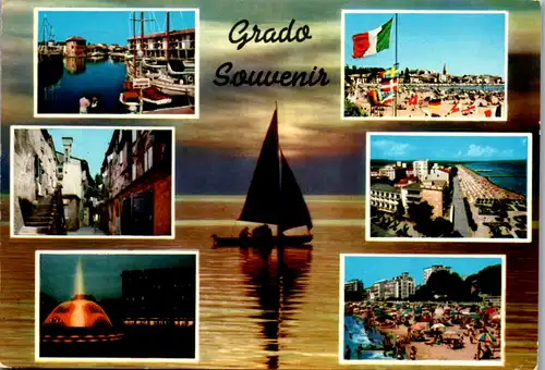 6954 - Italien - Grado , Mehrbildkarte - gelaufen 1973
