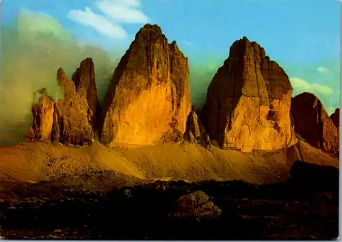 6991 - Italien - Tramento sulle tre Cime di Lavaredo , Sonnenuntergang bei den drei Zinnen - nicht gelaufen