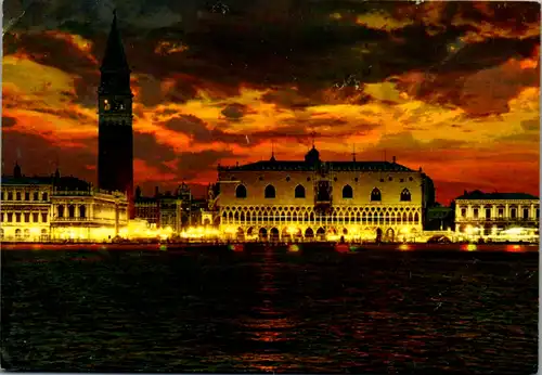 7002 - Italien - Venezia , Tramonto sul Bacino di S. Marco , Sonnenuntergang - gelaufen 1986