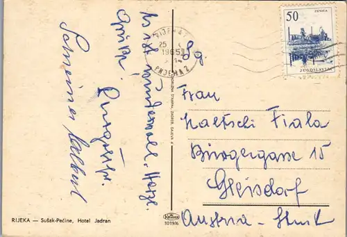 7024 - Kroatien - Rijeka , Susak Pecine , Hotel Jadran - gelaufen 1965