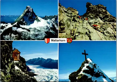 7063 - Schweiz - Matterhorn , am Hörnligrat , Solvay Hütte , Gipfel , Mehrbildkarte - nicht gelaufen