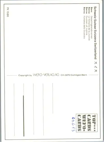 7068 - Schweiz - Bern , Gerechtigkeitsbrunnen - nicht gelaufen