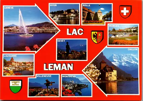 7072 - Schweiz - Lac Leman , Nyon , Rolle , Chillon , Vevey , Morges , Mehrbildkarte - nicht gelaufen