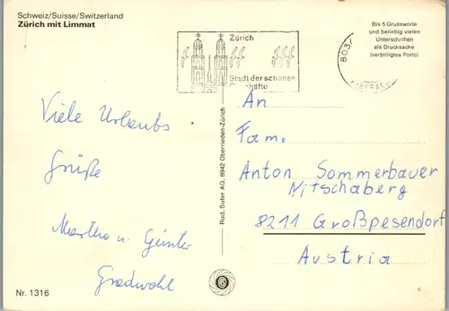 7080 - Schweiz - Zürich mit Limmat - gelaufen