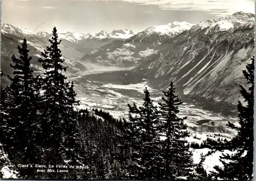 7096 - Schweiz - Montana Crans s. Sierre , La Vallee du Rhone avec le Monte Leone - gelaufen 1962
