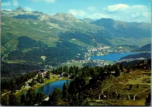 7099 - Schweiz - St. Moritz und Hahnensee , Panorama - gelaufen 1977