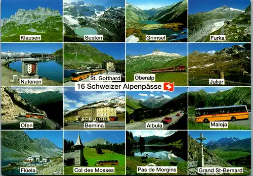 7123 - Schweiz - Schweizer Alpenpässe , Klausen , Susten , Grimsel , Ofen , Julier , Col de Moses , Mehrbildkarte - nicht gelaufen