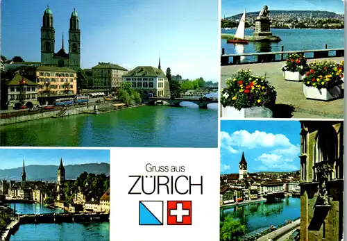 7129 - Schweiz - Zürich , Mehrbildkarte - gelaufen 1990