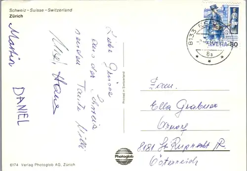 7129 - Schweiz - Zürich , Mehrbildkarte - gelaufen 1990