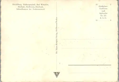 7143 - Deutschland - Neckar , Heidelberg , Neckargemünd , Bad Wimpfen , Mosbach , Heilbronn , Eberbach , Mehrbildkarte - nicht gelaufen