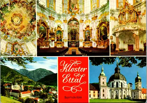7180 - Deutschland - Ettal Benediktinerkloster , Presbyterium , Estergebirge , Mehrbildkarte - nicht gelaufen