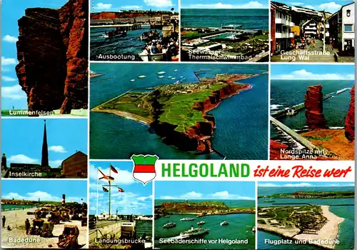 7199 - Deutschland - Helgoland , Lummenfelsen , Ausbootung , Flugplatz , Mehrbildkarte - nicht gelaufen