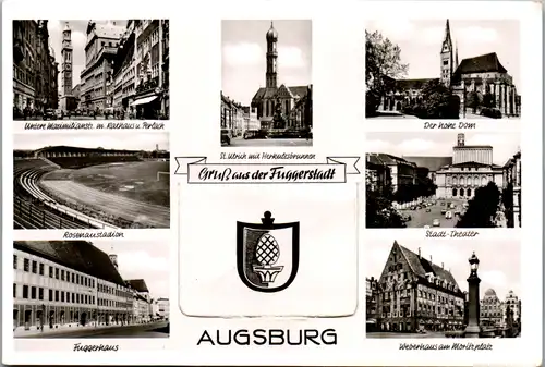 7214 - Deutschland - Augsburg , Fuggerstadt , Fuggerhaus , Rosenaustadion , Aufklappbar - nicht gelaufen