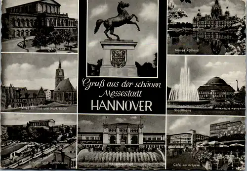 7221 - Deutschland - Hannover , Kröpcke und Opernhaus , Hauptbahnhof , Stadthalle , Mehrbildkarte - gelaufen 1976