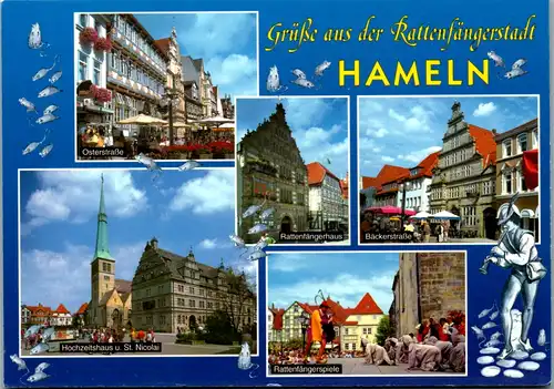 7231 - Deutschland - Hameln , Rattenfängerstadt , Osterstraße , Rattenfängerspiele , Rattenfängerhaus , Bäckerstraße - nicht gelaufen