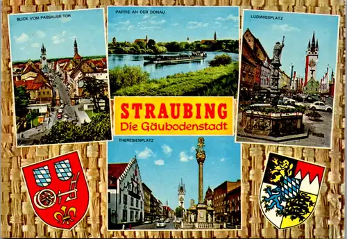 7238 - Deutschland - Straubing , Die Gäubodenstadt , Theresienplatz , Ludwigsplatz - gelaufen 1976