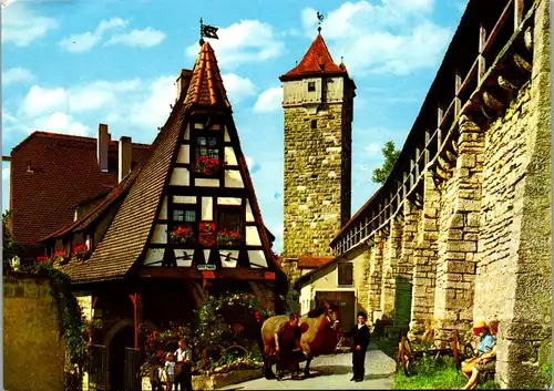 7243 - Deutschland - Rothenburg ob der Tauber , Gerlachschmiede mit Wehrgang - nicht gelaufen