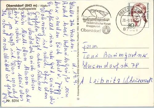 7268 - Deutschland - Oberstdorf , Klein Walsertal , Birksautal , Nebelhorn , Mehrbildkarte - gelaufen 1997