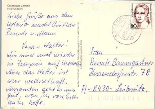 7271 - Deutschland - Usedom , Ostseebad Zempin - gelaufen 1994