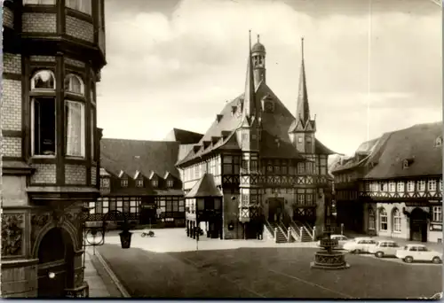 7314 - Deutschland - Wernigerode , Harz , Marktplatz mit Rathaus und Hotel Gothisches Haus - gelaufen 1975