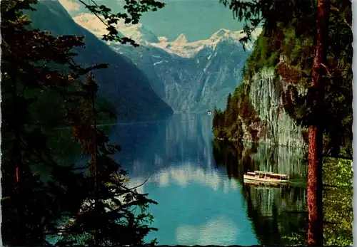 7344 - Deutschland - Der Königssee , Blick vom Malerwinkel auf St. Bartholomä und Schönfeldspitze - nicht gelaufen