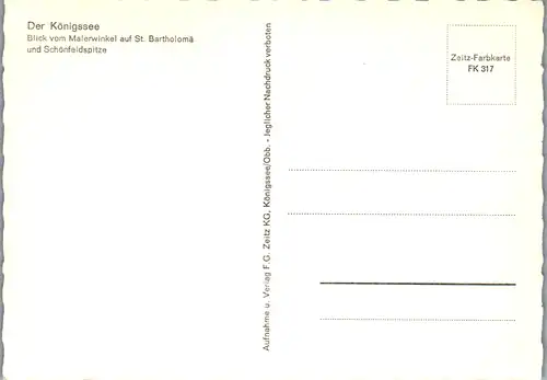 7344 - Deutschland - Der Königssee , Blick vom Malerwinkel auf St. Bartholomä und Schönfeldspitze - nicht gelaufen