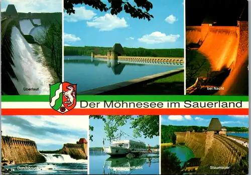 7372 - Deutschland - Möhnesee im Sauerland , Überlauf , Staumauer , Mehrbildkarte - nicht gelaufen