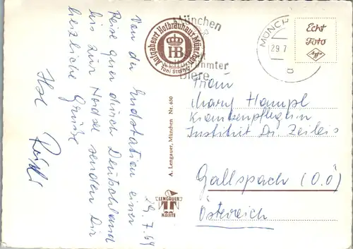 7375 - Deutschland - München , Hofbräuhaus , Marienplatz , Weißwurst , Mehrbildkarte - gelaufen 1969