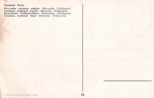 7404 - Kroatien - Vladimir Kirin , Hrvatske narodne nosnje , Slavonija Vinkovci